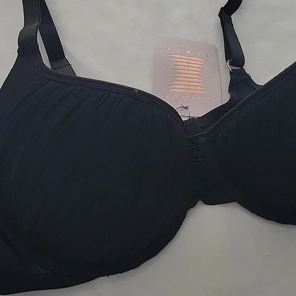 NWT Savage Fenty Gathered Mesh Balconette Bra Black - Picture 3 of 8